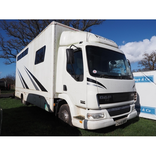 1616 - DAF LF45-180 4 bay horse lorry. Hydraulic ramp. Showing 62,628 Miles. Recorded Cat C 12/06/2013. Reg... 