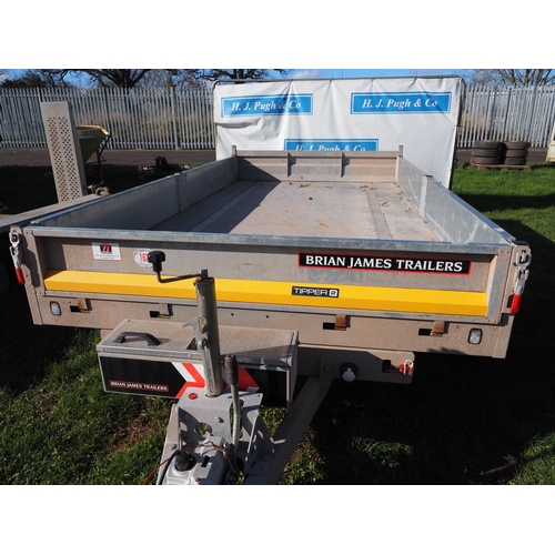 1620 - Brian James 12ft tipping trailer with sides and ramps. Controls and key in office