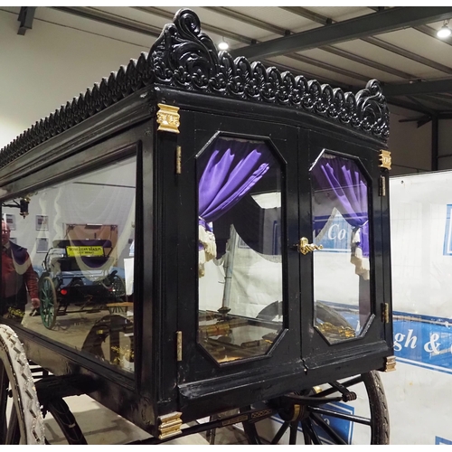1023 - Victorian hearse complete with drapes. Ready to use. Previously used with a pair of Friesian stallio... 