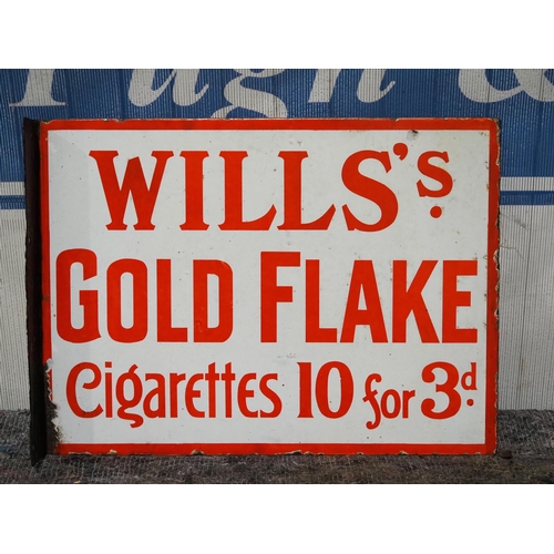 Double sided post mounted enamel sign - Wills's Gold Flake and Capstan Navy Cut 11" x 15"