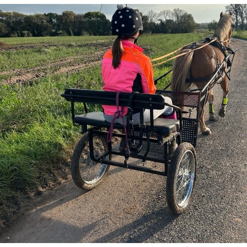 1025 - Black two wheeled carriage, suitable for Shetland/small pony