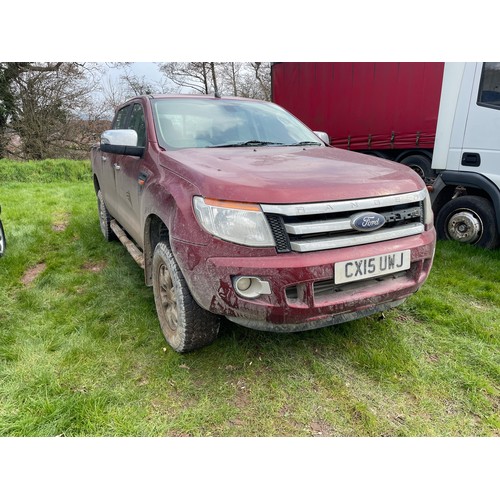 1577A - Ford Ranger XLT pickup. 2015. Runs and drives.
Mot till August 2024. C/w some Mot history and old in... 