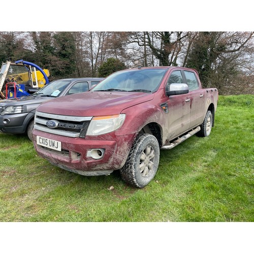 1577A - Ford Ranger XLT pickup. 2015. Runs and drives.
Mot till August 2024. C/w some Mot history and old in... 