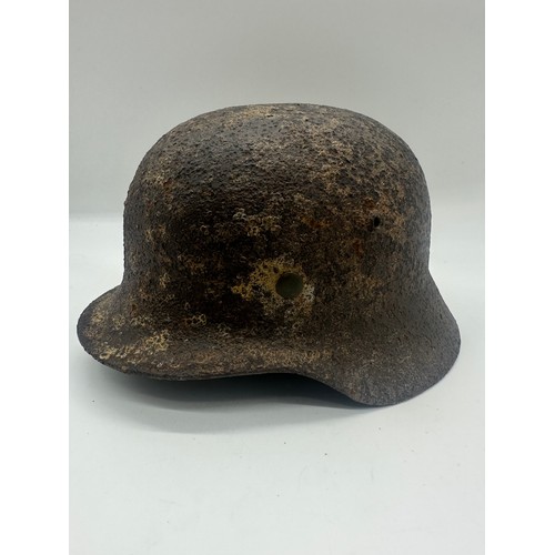 366 - German SS Nord division helmet recovered in Salla Finland 1941 in camo with SS decals