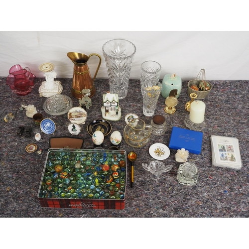 223 - Quantity of cut glassware, porcelain and marbles