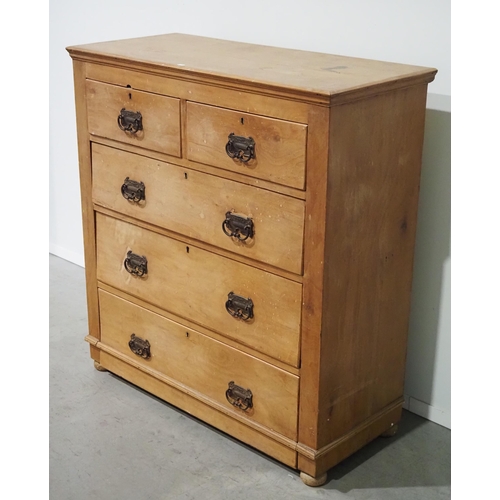 649 - Pine chest of 2 short and 3 long drawers H40½