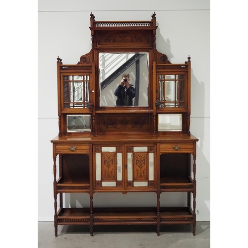 515 - Victorian display cabinet with mirror back and carved detailing H93