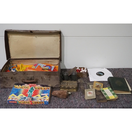 172 - Vintage Magic Robot game, Hot Wheels track and books to include English Women Domestic Magazine 1867... 