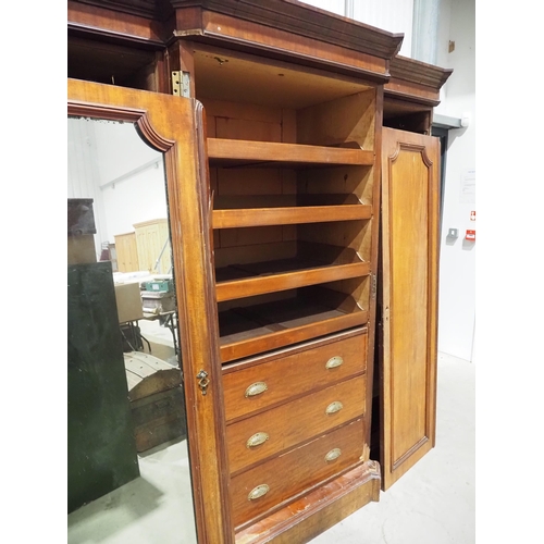 524 - Victorian breakfront wardrobe in mahogany with fitted interior H81