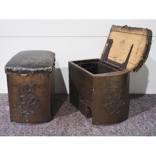 139 - Pair of 1930s fireplace fender stools/ scuttles