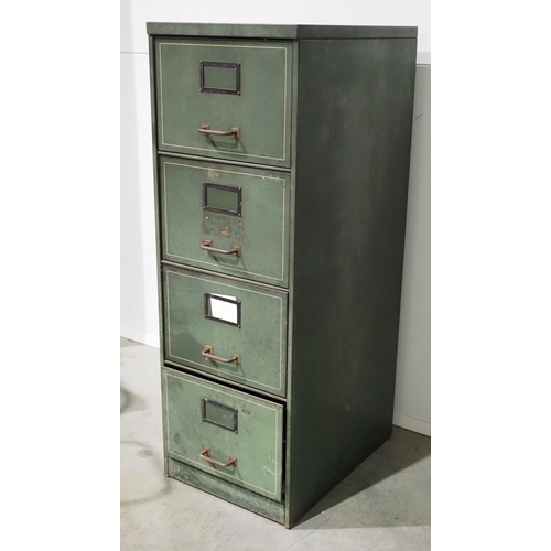 136 - 1940s Green metal 4 drawer filing cabinet H52