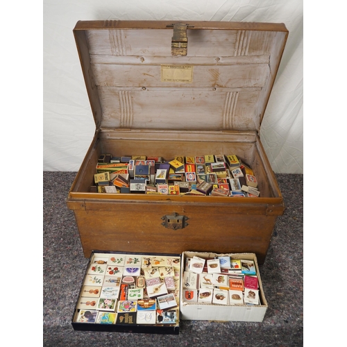 188 - Metal travelling trunk full of assorted matchboxes