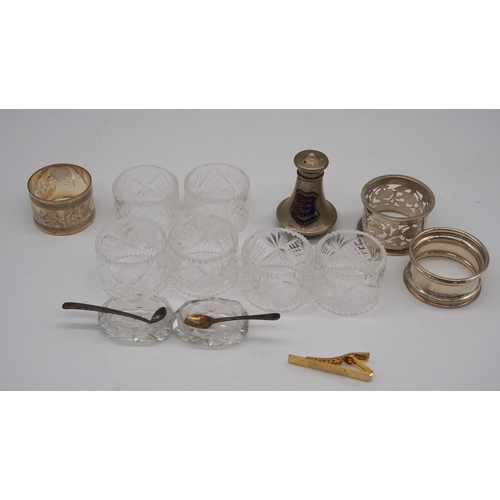 272 - Cut glass napkin holders, salt shaker and silver napkin holders - 2