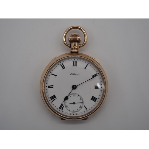 333 - Waltham 9ct gold cased pocket watch in case. Total weight approx. 91.7g