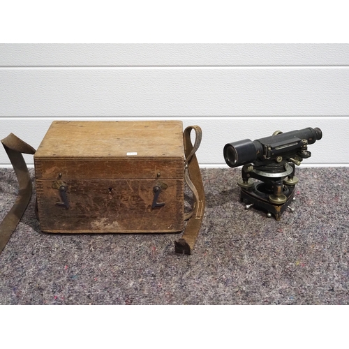 Vintage theodolite in wooden case