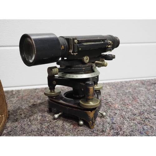 Vintage theodolite in wooden case