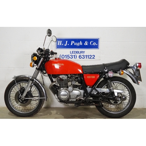903 - Honda CB400 Four Super Sport motorcycle. 1978. 408cc.
Frame No. CB400F2-1088005
Engine No. CB400F-E-... 