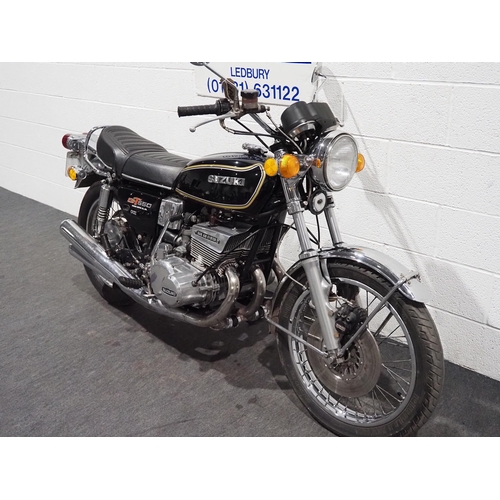 910 - Suzuki GT550 motorcycle. 1976. 544cc.
Frame No. 43210
Engine No. 45298
Out of private collection, re... 