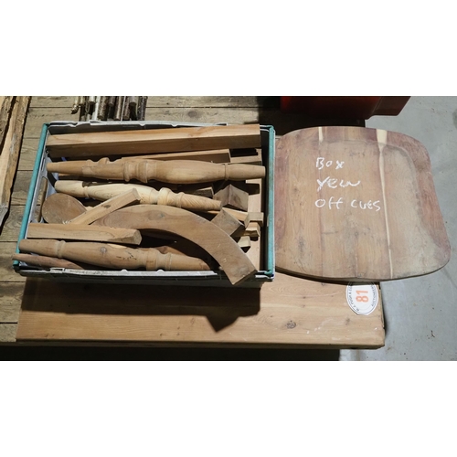 81 - Yew table top, complete kit for yew farmhouse chair and other yew pieces