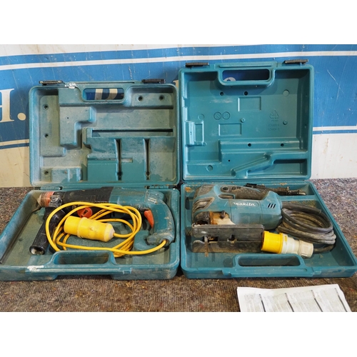 433 - Makita SDS drill and jigsaw. 110V