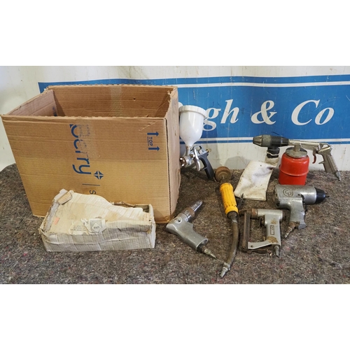 609 - Assorted air tools to include spray gun, nail gun,  parts washer, etc.