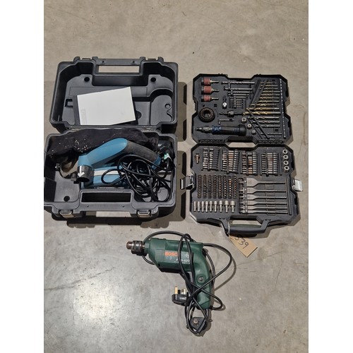 539 - Erbauer electric planer in box 240v, Erbauer drill bits and drivers in box and Bosch PSB 400 hammer ... 