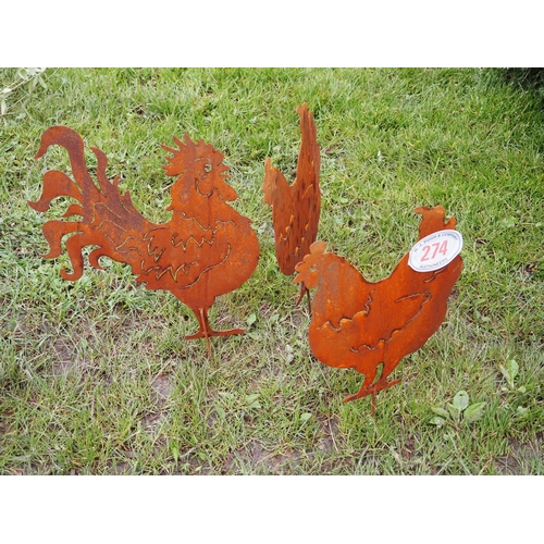 274 - Metal chicken stake signs