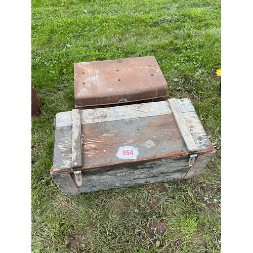 954 - Metal and wooden storage box