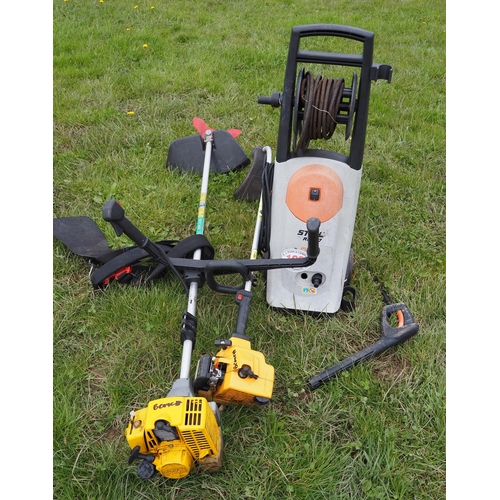 109 - Pressure washer and 2 strimmers