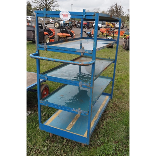 160 - Metal shelving on casters