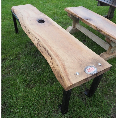 493 - Wooden and metal garden table