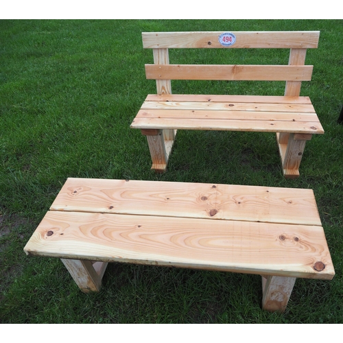 494 - Garden table and bench