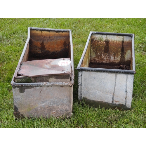 734 - Galvanised water troughs - 2