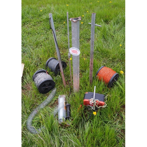 1405 - Electric fencing wire, stakes and unit