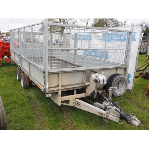 1515 - Ifor Williams LM16.6G twin axle trailer with mesh sides and winch. Serviced and with new tyres