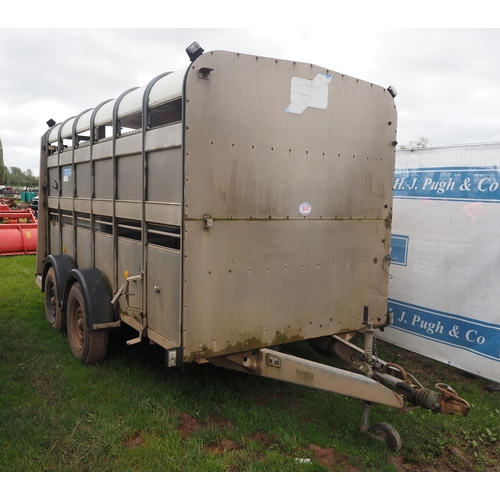 1554 - Ifor Williams TA510G-12 stock trailer with decks and gates, 2000. S/No. 305846