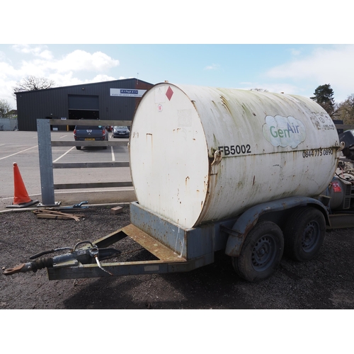 1988 - 2010 trailer engineering bunded diesel bowser 2000L with pump and hose