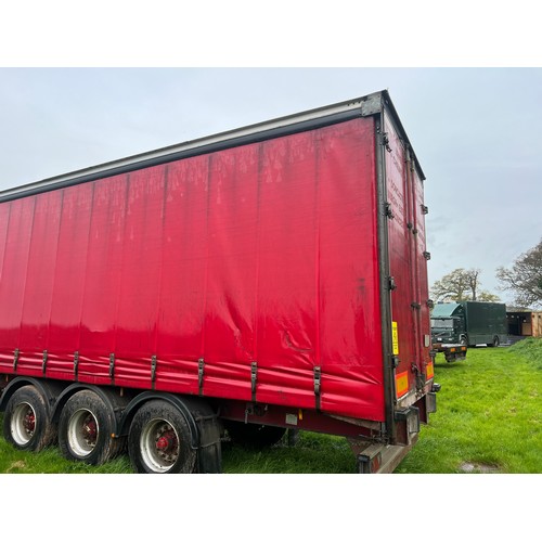 1568A - Montracon Tri axle 13.6m curtain side trailer, no test. 2008. Plating certificate in office