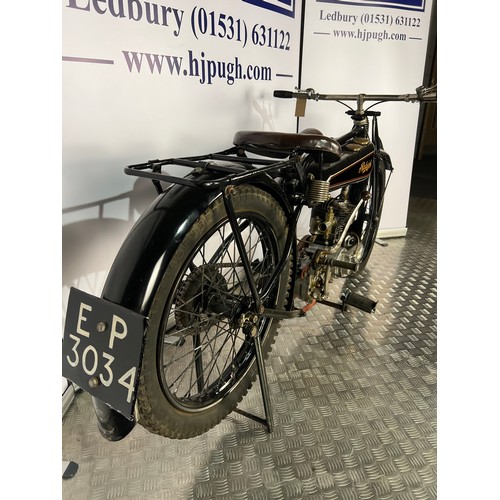834 - Raleigh Model 15 2¼HP motorcycle. 1924. 250cc. 
Frame No. 5341
Engine No. M1651
Comes with box of sp... 