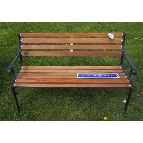 747 - Garden bench made with South American hardwood and cast iron ends 4ft