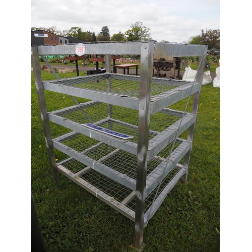 759 - Galvanised nursery seedling shelves 4 x 4ft