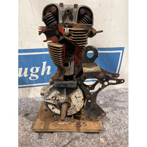 55 - Sectioned military G3WO 350cc engine on stand no. SO/75076 G3