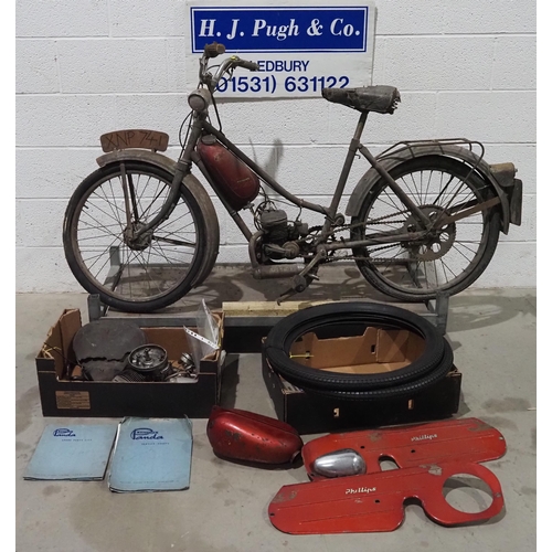 Phillips Panda moped project. 1959. 49cc Comes with various spares ...