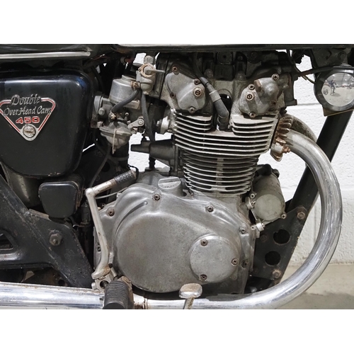 1004 - Honda 450KS motorcycle. 1972. 444cc.
Frame No. CB450E5002090
Engine No. CB450E5002050
Engine turns o... 