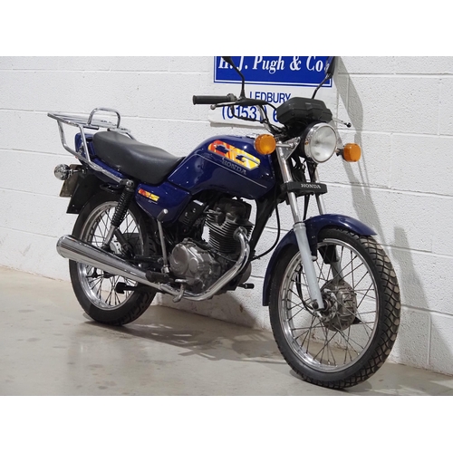 1013 - Honda CG125 motorcycle. 1996. 124cc. 
Frame No. 9C2JC1821SR011109
Engine No. JC18E5007270
Runs and r... 