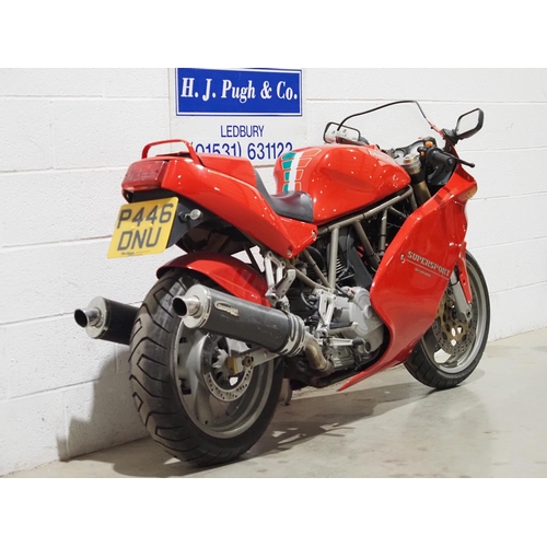 1019 - Ducati 750 Super Sport motorcycle. 1996. 749cc. 
Runs and rides. New fuel pump, battery and cam belt... 