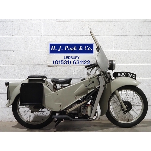 1020 - Velocette LE200 motorcycle. 1952. 192cc. 
Frame No. 12930
Engine No. 14393
Runs and rides. With wate... 