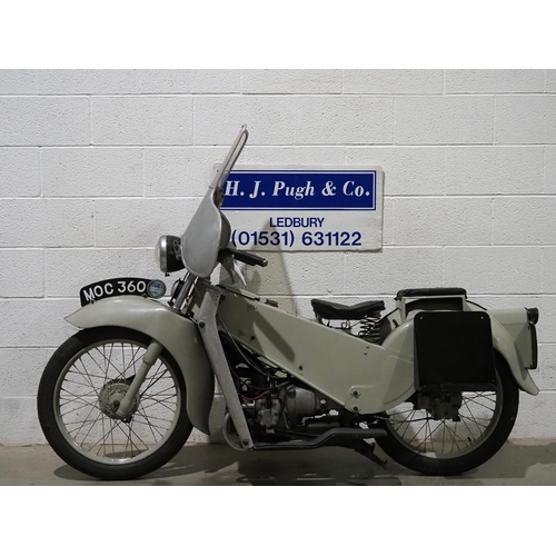 1020 - Velocette LE200 motorcycle. 1952. 192cc. 
Frame No. 12930
Engine No. 14393
Runs and rides. With wate... 