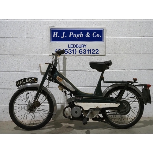 1053 - Mobylette moped. 1972. 49cc. 
Engine turns over but will require recommissioning.
Reg. KAE 860L. Par... 