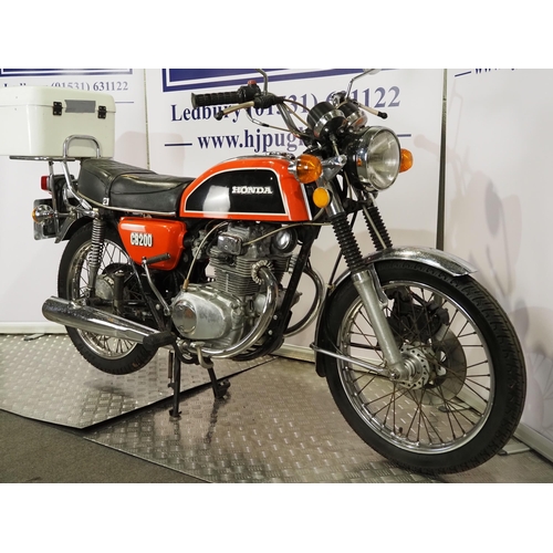 818 - Honda CB200 motorcycle. 1976. 198cc
Frame No. CB200-1044060
Frame No. CB200E-1046364
UK supplied bik... 